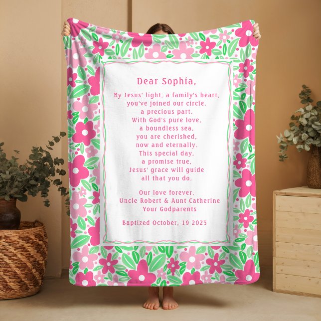 Couverture Polaire Boho Baptism Gift Personal Prayer Fleece Blanket  (Créateur téléchargé)