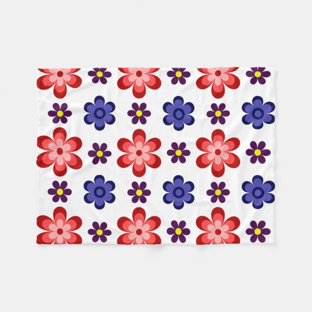 Couverture Polaire Boho Blue Purple Red Flowers Small Fleece Blanket (Devant (Horizontal))