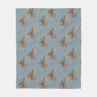 Couverture Polaire Boho Botanical Motif Mocha Mousse et Accents