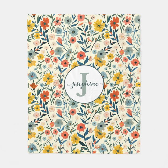 Couverture Polaire Boho Botanique Personnalisé Jardin Fleece Blanket (Devant)