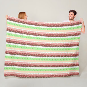 Couverture Polaire Boho Brown, Bourgogne, vert et mauve Whimsical