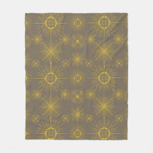 Couverture Polaire Boho Celestial Sun Stars Grey Motif
