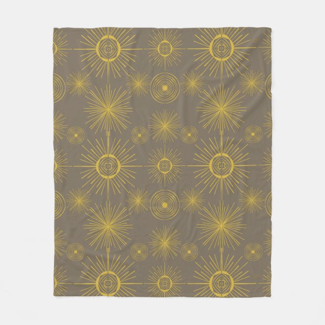 Couverture Polaire Boho Celestial Sun Stars Grey Motif (Devant)