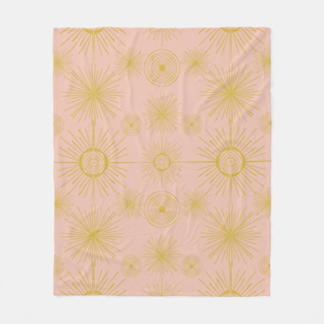 Couverture Polaire Boho Celestial Sun Stars Motif rose (Devant)
