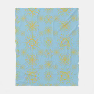 Couverture Polaire Boho Celestial Sun Stars Sky Blue