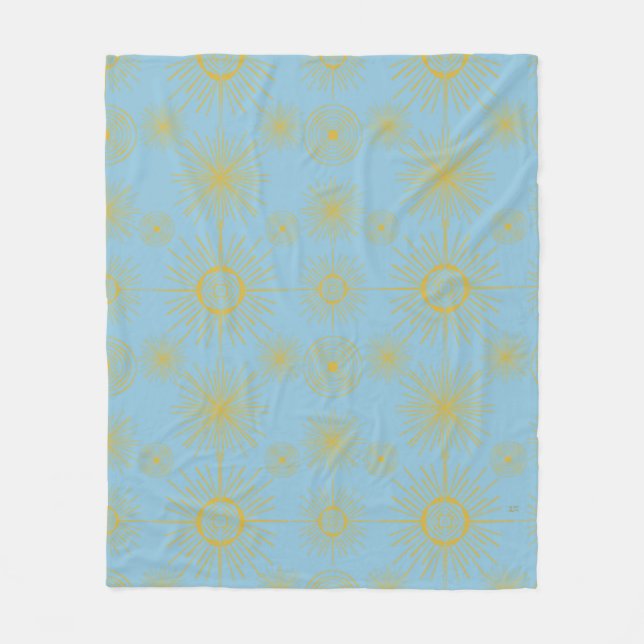 Couverture Polaire Boho Celestial Sun Stars Sky Blue (Devant)