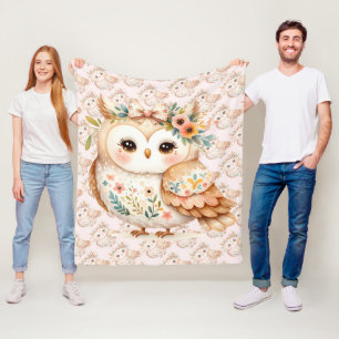 Couverture Polaire Boho Cottagecore Owl Floral Farmcore Charme