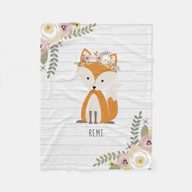Couverture Polaire Boho Dusty Fox gris bois personnalisé (Devant)