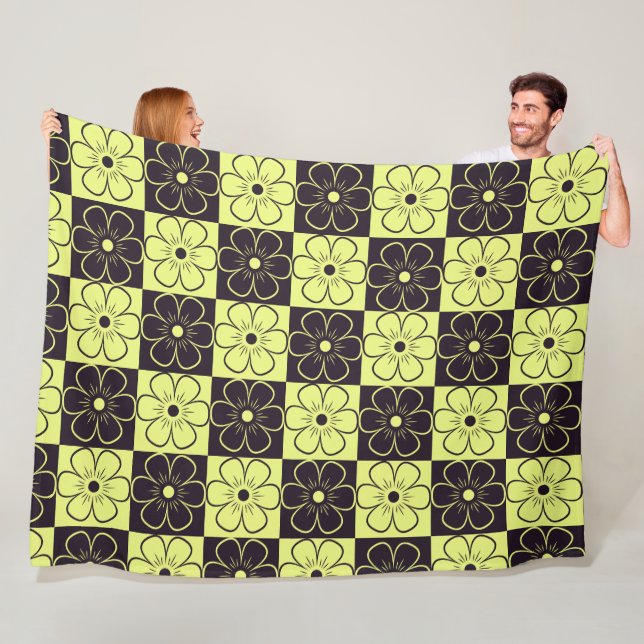 Couverture Polaire Boho Floral Pattern Purple Yellow (En situation)