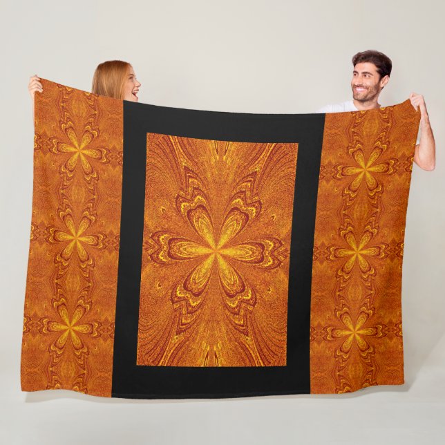 Couverture Polaire Boho Golden Gold Star Flower Rustic (En situation)