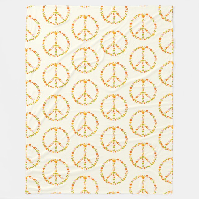 Couverture Polaire Boho Hippie Floral Paix Signal Motif en Jaune (Devant)