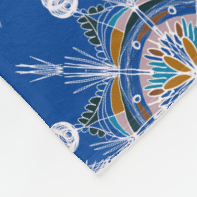 Couverture Polaire Boho Mandala Bleu à main (Coin)