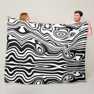 Couverture Polaire Boho moderne noir et blanc Motifs bandes animal