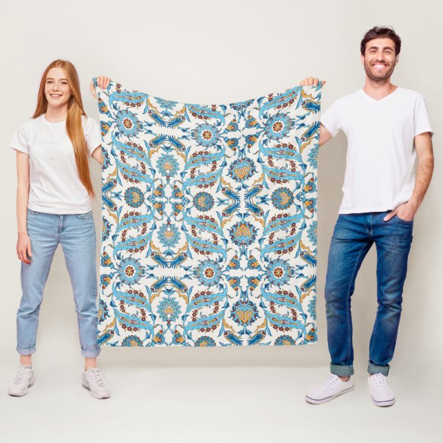 Couverture Polaire Boho Mosaic Blanche (En situation)