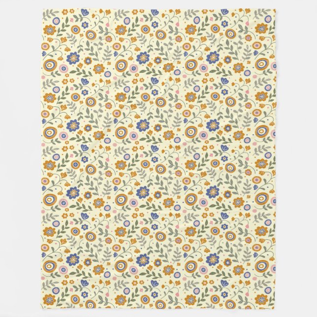 Couverture Polaire Boho motif 01,w Lyellow BG (Devant)