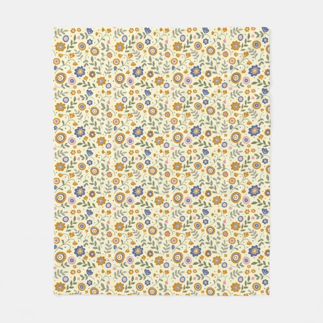 Couverture Polaire Boho motif 01,w Lyellow BG (Devant)