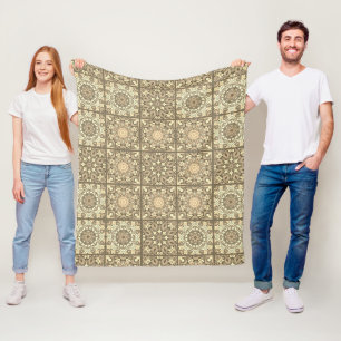 Couverture Polaire Boho Neutral Beige Vintage Inspiré Motif de courte