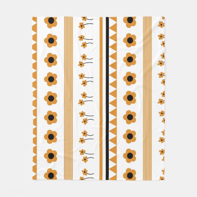 Couverture Polaire Boho Orange Tropical Floral Botanique Été (Devant)