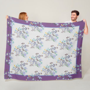 Couverture Polaire Boho Rustique Floral Lavender Fleece Blanche