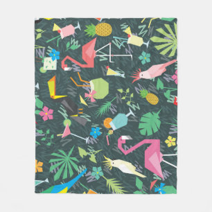 Couverture Polaire Boissons D'Oiseaux Tropicaux : Vibrant Sans Fil.