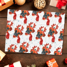 Boîte à chien mignon avec bois de renne Noël