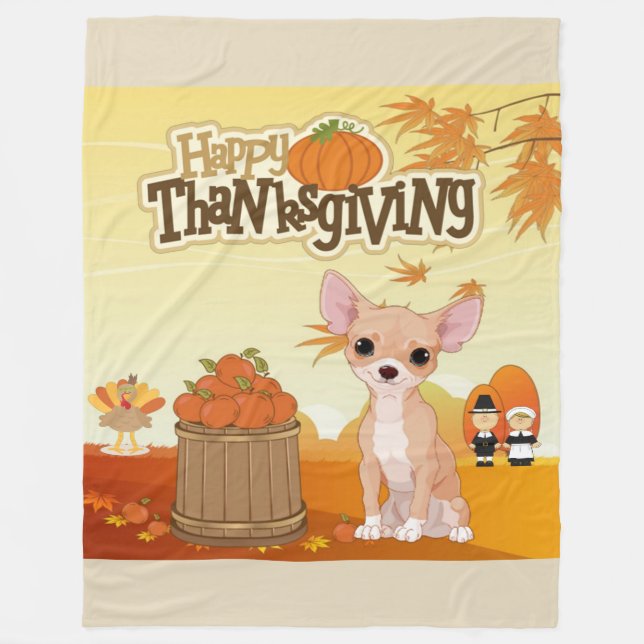 Couverture Polaire Bon thanksgiving Chihuahua (Devant)