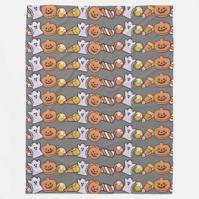 Couverture Polaire Bonbons d'Halloween et Fantômes (Devant)