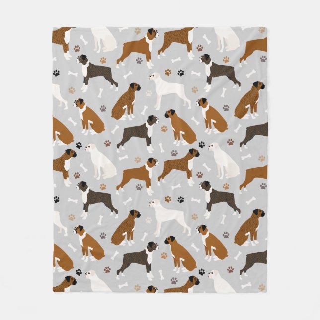 Couverture Polaire Bones et pattes de chien de boxe (Devant)