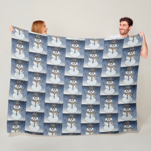 Couverture Polaire Bonhomme de neige avec fond - Plaid en laine polai