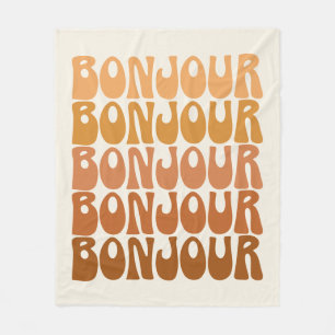 Couverture Polaire Bonjour Français Bonjour Super Typographie Brown