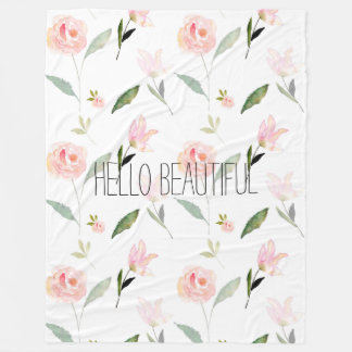 Couverture Polaire Bonjour jardin rose floral de belle aquarelle chic