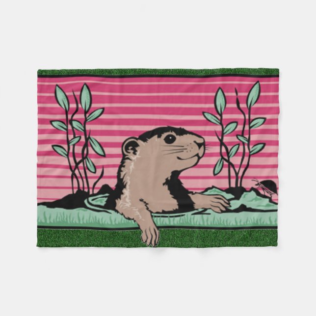 Couverture Polaire Bonjour, Ombre de Groundhog - (Devant (Horizontal))