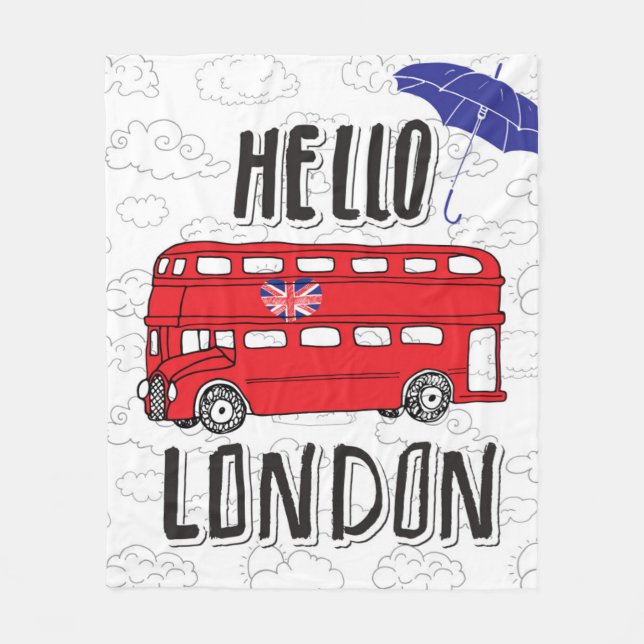 Couverture Polaire Bonjour signe en lettres de main de Londres | avec (Devant)