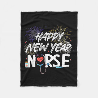 Couverture Polaire Bonne année infirmière stéthoscope feux d'artifice