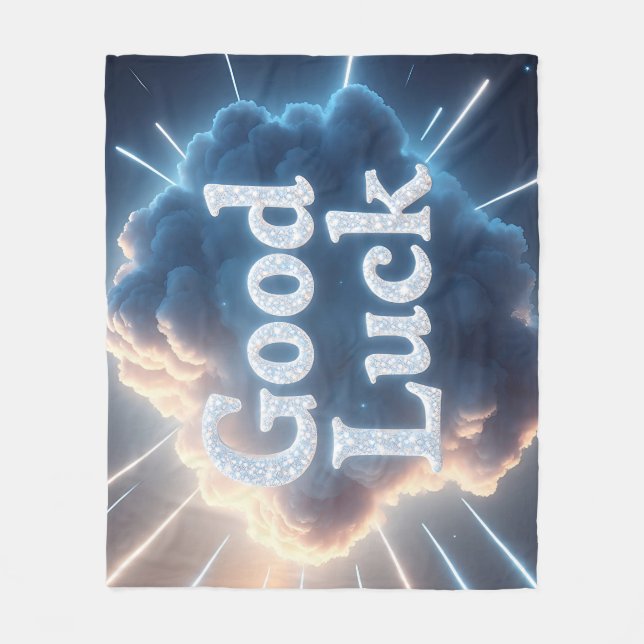 Couverture Polaire Bonne chance — Typographie nuageuse brillante avec (Devant)