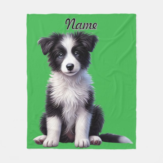 Couverture Polaire Bordure personnalisée Collie Puppy (Devant)