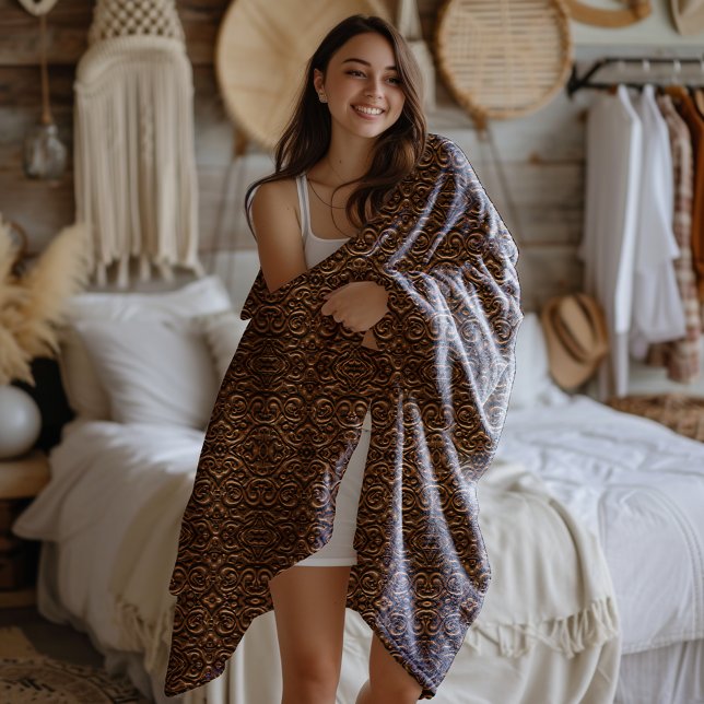 Couverture Polaire Borre Viking Style Faux Motif en cuir (Créateur téléchargé)