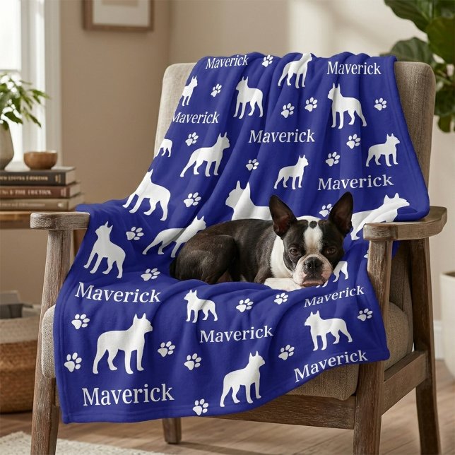 Couverture Polaire Boston Terrier Cadeau cadeau cadeau cadeau cadeau  (Boston Terrier blanket - personalized with name and color)