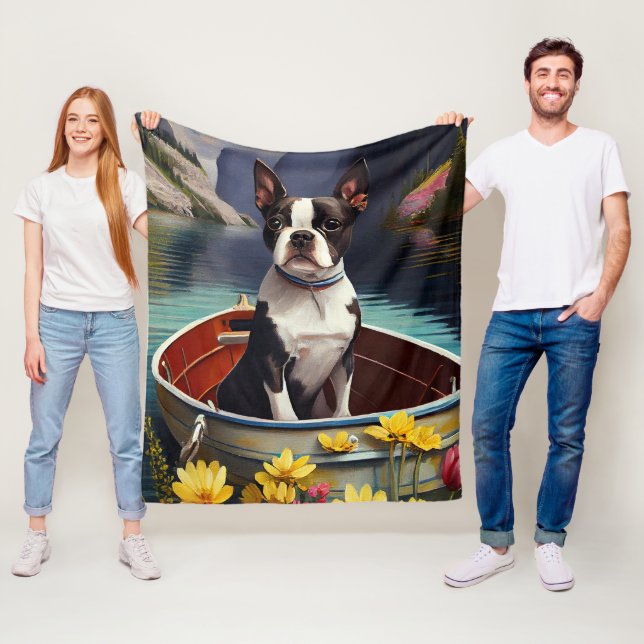 Couverture Polaire Boston Terrier sur une rame : une aventure Pittore (En situation)
