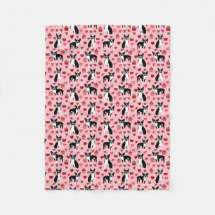 Couverture Polaire Boston Terrier Valentines Love Fabric