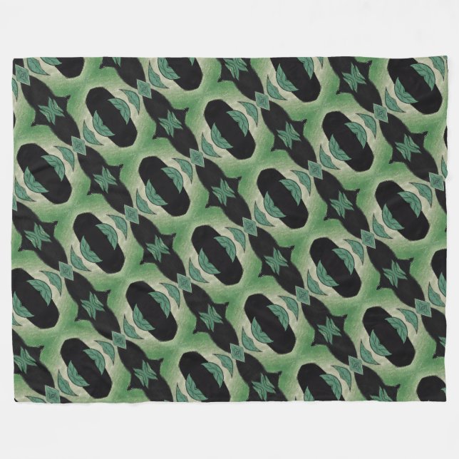 Couverture Polaire Botanical Green and Black (Devant (Horizontal))