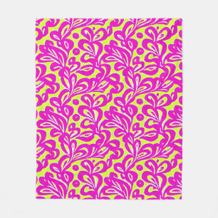 Couverture Polaire Botanique rose et jaune vif