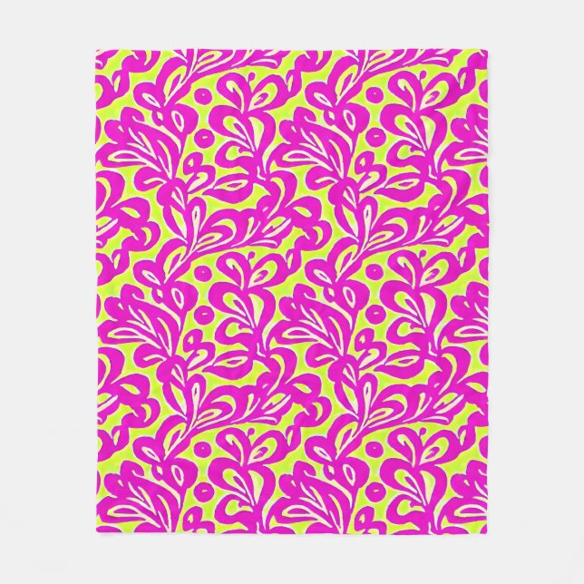 Couverture Polaire Botanique rose et jaune vif (Devant)
