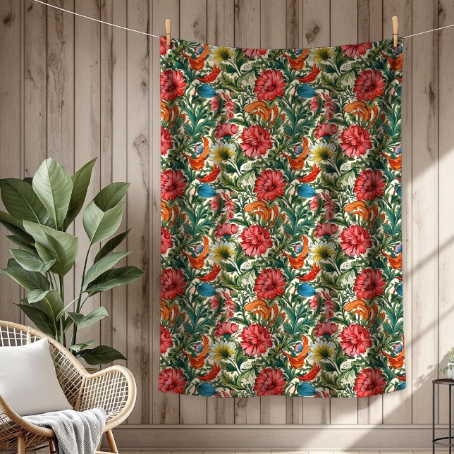Couverture Polaire Botanique tendance inspirée par William Morris (Trendy Ornate Botanical Inspired by William Morris Fleece Blanket)