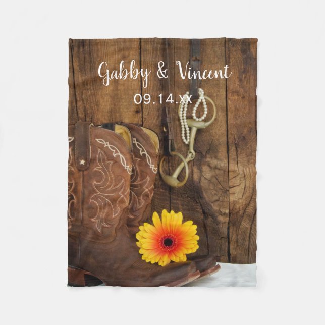 Couverture Polaire Bottes de cowboy, Mariage campagnard de la marmite (Devant)