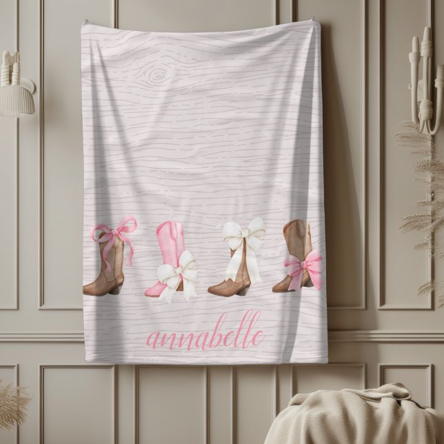 Couverture Polaire Bottes de cowgirl Cute Coquette Personnalisées (Cute Coquette Cowgirl Boots Personalized Blanket)
