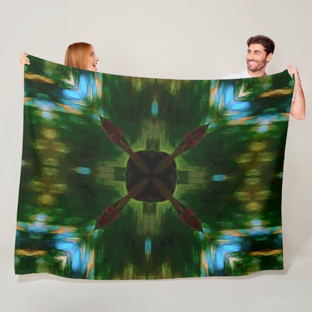 Couverture Polaire Bouclier tribal des Amérindiens Mandala Quilt (En situation)
