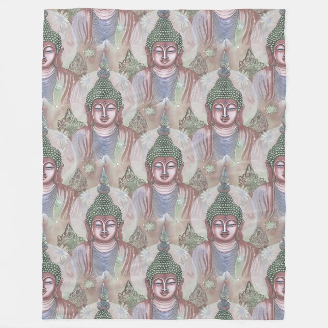 Couverture Polaire Bouddha Energy - Aquarelle transparente motif 4 (Devant)