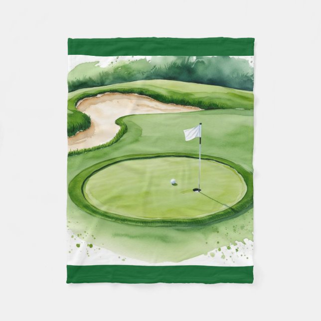 Couverture Polaire Boule de golf et Drapeau sur Putting Green (Devant)
