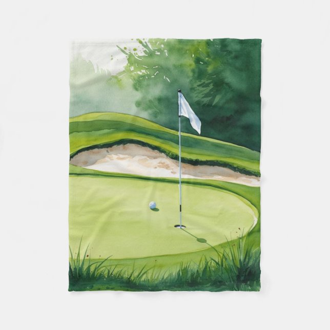 Couverture Polaire Boule de golf et Drapeau sur Putting Green (Devant)